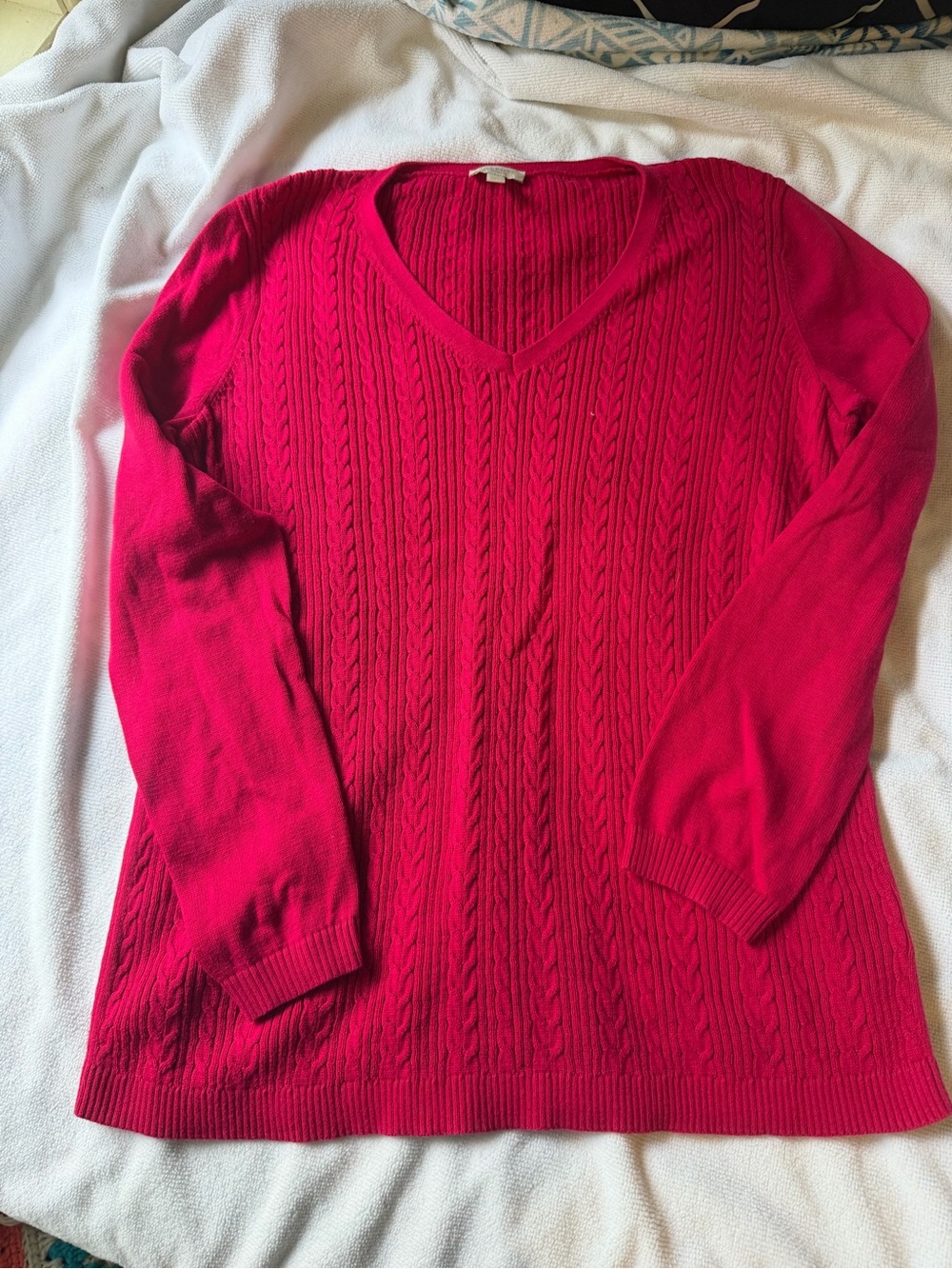 Talbots Cable-Knit V-Neck Sweater